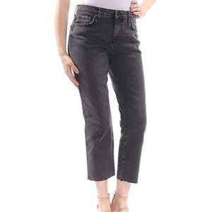 Free People Womens Clean Girlfriend Straight Leg Raw Hem Jeans